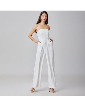 Smart & Joy Minimalistische Bustier Jumpsuit - Wit