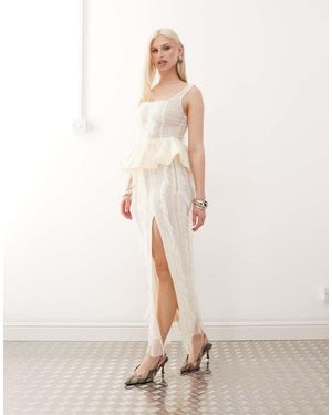 Amy Lynn Calla Textured Side Split Maxi Skirt Co-Ord - Natural