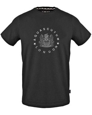 Aquascutum Graphic Print Cotton T-Shirt - Black