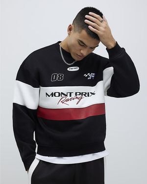 River Island Sweatshirt Oversized Fit Mont Prix Cotton - Black