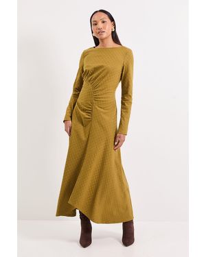 PRINCIPLES Ponte Ruched Maxi Dress - Yellow