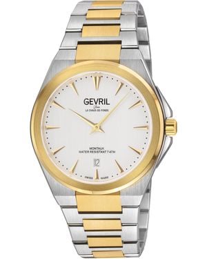 Gevril Montauk 'S316L Stainless Steel Case Top Ring, Dial, Two Toned Ss/Ipyg Bracelet Watch - Metallic