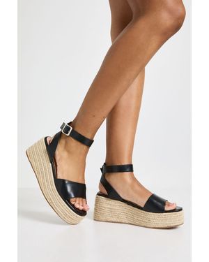 Boohoo 2 Part Flatform Wedges - Black