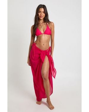 Boohoo Tie Knot Maxi Beach Sarong - Red