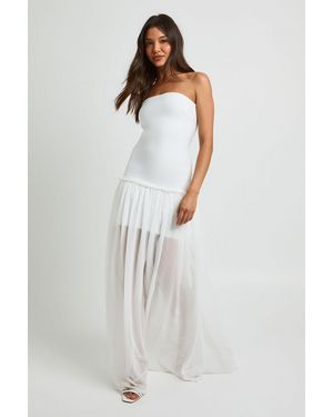 Boohoo Premium Bandage Bandeau Maxi Dress - White