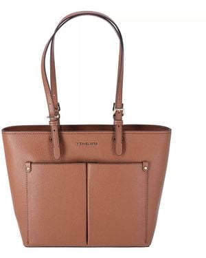 Michael Kors Jet Set Travel Medium Dubbele Pocket Tote Bruin - Wit