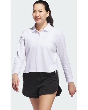 adidas Beyond Long Sleeve Loose Polo Shirt - White