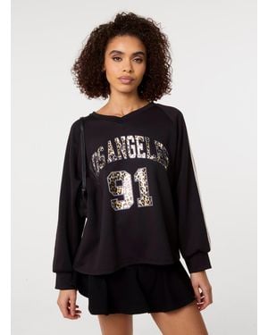 Pink Vanilla Metallic Leopard Long Sleeve Sports Jersey - Black