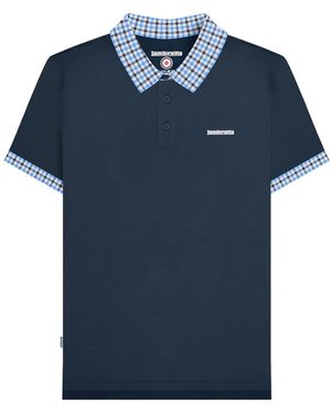 Lambretta Ss25 Gingham Polo Shirt Cotton - Blue