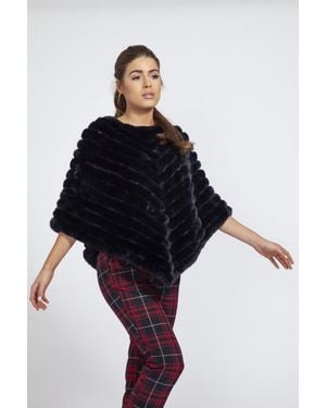 Jayley Faux Fur Suede Poncho - Blue