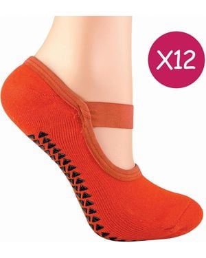 Sock Snob 12 Pairs Ladies Non Slip Breathable Yoga Socks - Red
