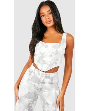Boohoo Washed Twill Square Neck Corset - White