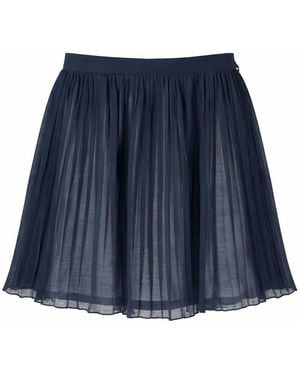 Conquista Marineblauwe Geplooide Midi-Rok Van Doorschijnende Chiffon – Elegante Zwier En Moderne Vrouwelijkheid