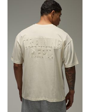BoohooMAN Training Dept Oversized Embossed T-Shirt - Natural
