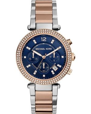 Michael Kors Mk6141 Parker Ladies Glitzy Two Tone Watch - Blue