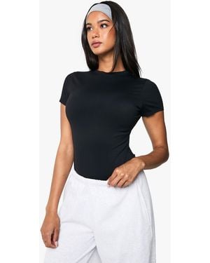 Boohoo Peached Sculpt Short Sleeve Bodysuit - Black