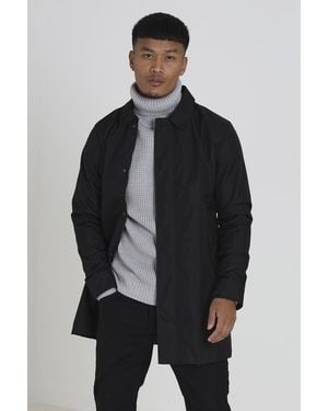 Brave Soul 'Wrexham' Oxford Long Length Zip Through Mac - Grey