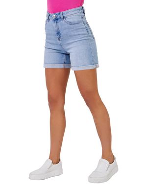 Roman Stretch Denim Mom Shorts - Blue