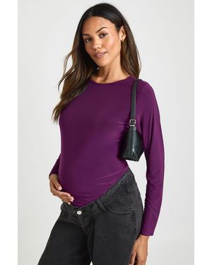 Boohoo Maternity Double Layer Slinky Long Sleeve T-Shirt - Purple