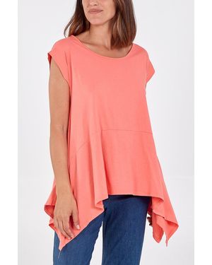 Blue Vanilla Scoop Neck Hanky Hem Top - Red