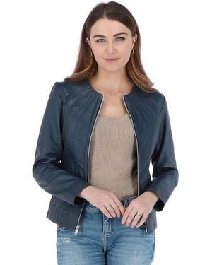 Ashwood Leather 'Aliona' Real Fashion Jacket Coat - Blue
