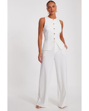 Quiz Wide Leg Trousers - White