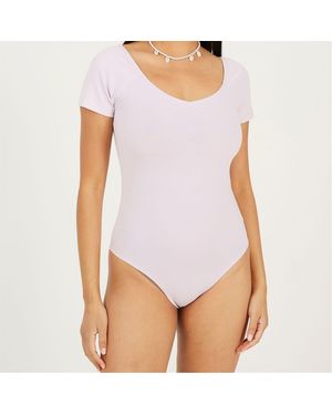 Brave Soul Shirt Bodysuit With Gathered Detail - White