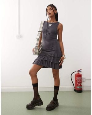 Collusion Sleeveless Slash Neck Dress - Blue