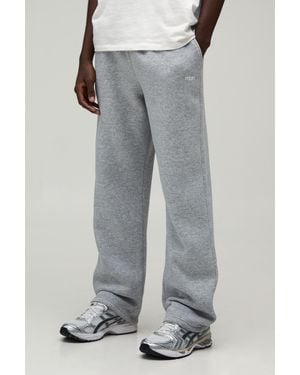 BoohooMAN Straight Fit Dot Embroidered Jogger - Grey