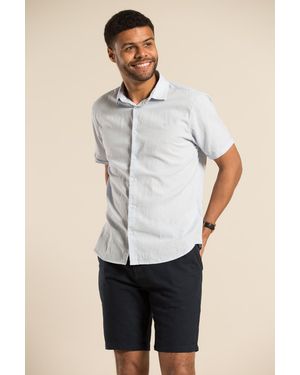 Nines Linen Short-Sleeve Button-Down Shirt - White