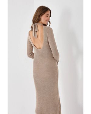 Hiccup Open Back Maxi Knit Dress - Natural