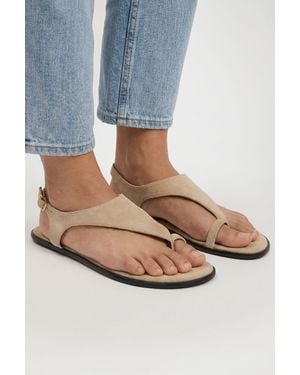Boohoo Faux Suede Toe Post Detail Sandals - Blue