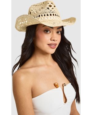 Boohoo Plain Straw Cowboy Hat - Natural