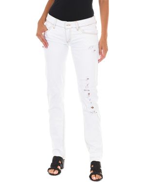 Met Long Denim Trousers With Ripped Effect And Narrow Hems E014152 - Black
