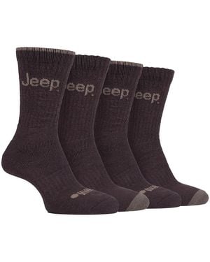 Jeep 4 Pairs Anti Blister Thick Cushioned Luxury Boot Socks - Brown