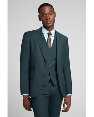 Antique Rogue Long Sleeve V-Neck Slim Fit Suit Jacket - Blue