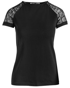 Conquista Top With Voile Sleeves - Black