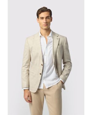 Ted Baker Single Breasted Long Sleeve Two Button Tailored Suit Jacket - Natural