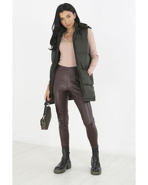 Brave Soul 'Cello' Longline Hooded Puffer Gilet - White