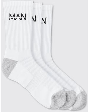 BoohooMAN Active Cushioned Training Crew 3 Pack Socks - White