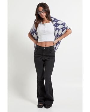 Boohoo Petite High Waist Booty Lifting Flared Jean - Black