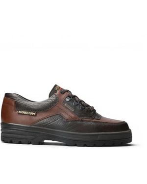 Mephisto Leren Kastanjebruine Wandelschoenen Voor - Zwart