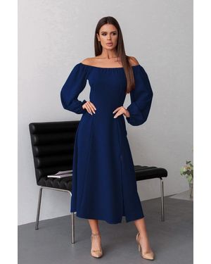 Issa Plus Dag Dames Geweven Jurk In Donkerblauw
