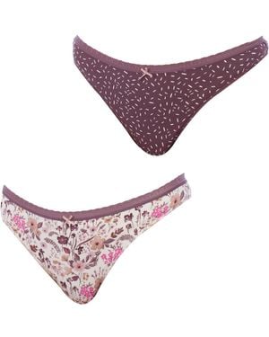 Janira Pack Of 2 Cotton Thongs 1031248 - Purple