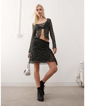 Collusion Floral Print Skirt Co-Ord - Natural