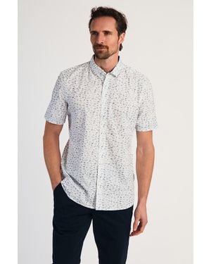 French Connection Cotton Short Sleeve Floral Shirt - White