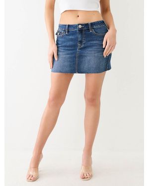 TRUE RELIGION Sadie Single Needle Flap Mini Skirt - Blue