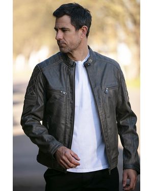 Ashwood Leather 'N2' Premium Real Vintage Biker Jacket - Blue