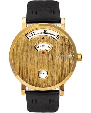 Simplify The 7000 Leather-Band Watch - Metallic