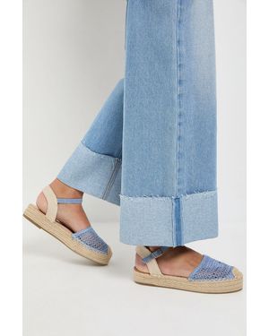 Oasis Sidnie Crochet Detail Woven Espadrille Sandals - Blue